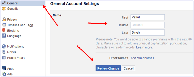 how to change Facebook page name?